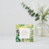 Boho Tropisch Loof Botanische Review Verzoek Vierkante Visitekaartje (Staand voorkant)