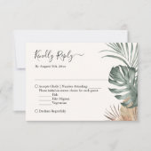 Boho Tropisch Monstera Leaves Wedding RSVP Kaartje (Voorkant)