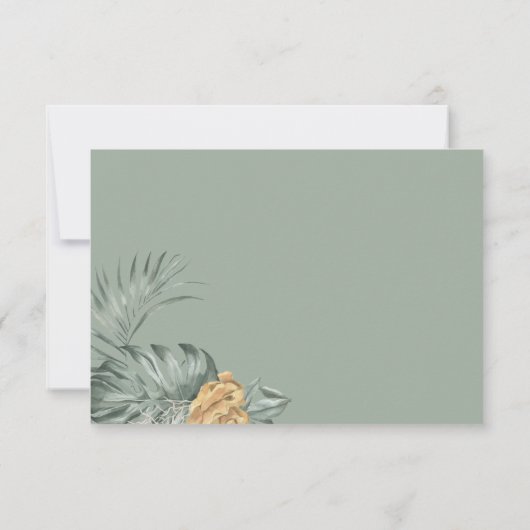 Boho Tropisch Monstera Leaves Wedding RSVP Kaartje (Achterkant)