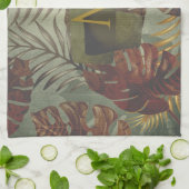 Boho tropisch monstera palmblad 70's zomer theedoek (Gevouwen)