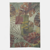 Boho tropisch monstera palmblad 70's zomer theedoek (Verticaal)