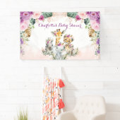 Boho Tropisch Oerwoud Bloemen Groen Baby shower Spandoek (Insitu)