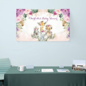 Boho Tropisch Oerwoud Bloemen Groen Baby shower Spandoek (Beurs)