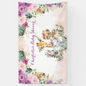Boho Tropisch Oerwoud Bloemen Groen Baby shower Spandoek (Verticaal)
