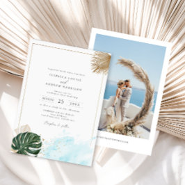 Boho Tropisch Palm Beach Bruiloft Kaart