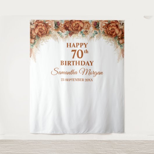 Boho tropisch pampagras palm 70ste verjaardag wandkleed (Voorkant)