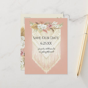 Boho Tropisch Pampas Gras Orchidee Bloem Macrame Aankondigingskaart