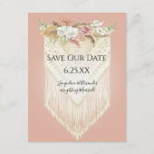 Boho Tropisch Pampas Gras Orchidee Bloem Macrame Aankondigingskaart (Voorkant)