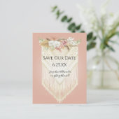 Boho Tropisch Pampas Gras Orchidee Bloem Macrame Aankondigingskaart (Staand voorkant)