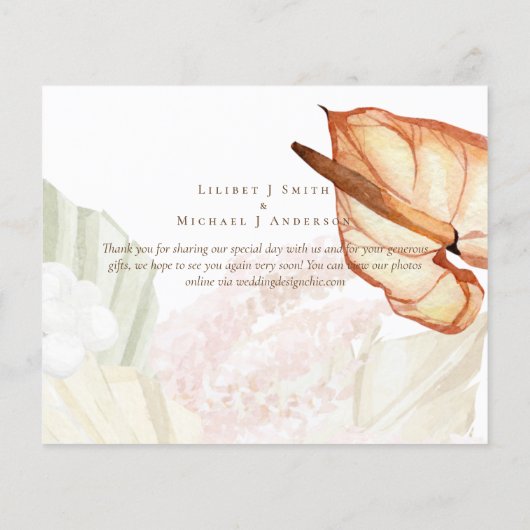 Boho Tropisch Pampasgras Bruiloft Flyer (Achterkant)