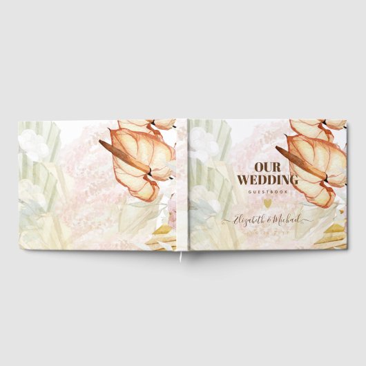 Boho Tropisch Pampasgras Bruiloft Gastenboek (Volledig)