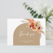 Boho tropisch pampasgras verbrand oranje roestboog bedankkaart (Staand voorkant)