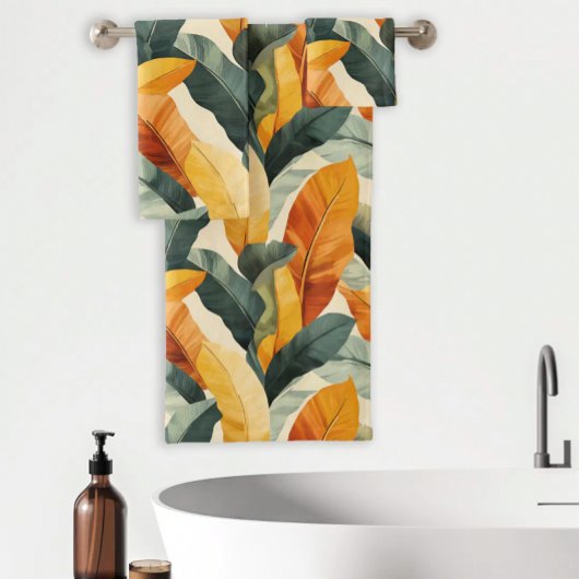 Boho Tropisch Patroon Aardtinten Bad Handdoek