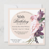 Boho Tropisch Roze Parrot Floral 50e verjaardag Kaart (Voorkant)