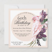 Boho Tropisch Roze Parrot Floral 60e verjaardag Kaart (Voorkant)