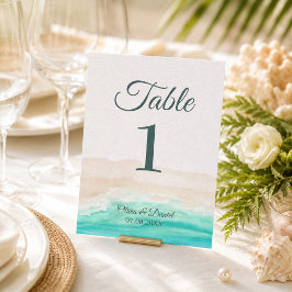 Boho Tropisch Strand Bruiloft Tafel Nummerkaart