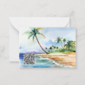 Boho Tropisch Strand QR Code RSVP Trouwen Notitiekaartje (Achterkant)