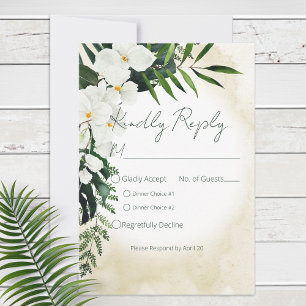 Boho Tropisch Strand Watercolor Bruiloft RSVP Kaartje