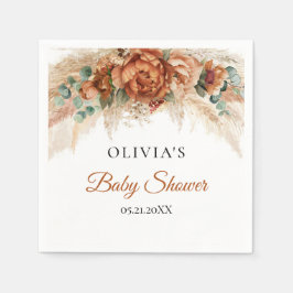 Boho tropisch terracotta bogundy Baby shower Servet