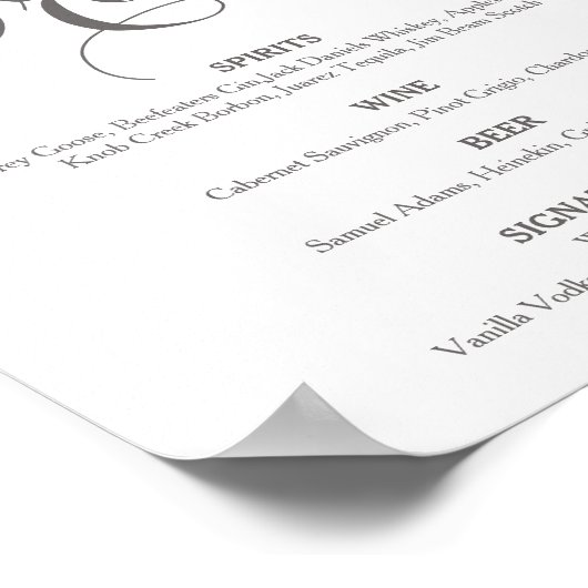 Boho Tropisch Trouwbar Menu Bord Poster (Matte) (Hoek)