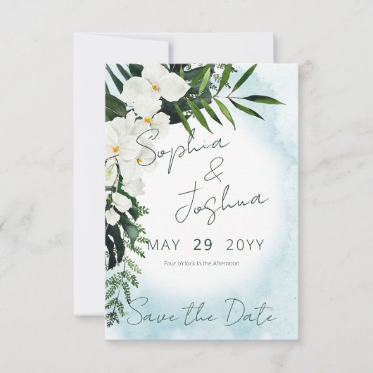 Boho Tropisch Water Waterverf Sparen de Datum Kaar Save The Date (Voorkant)
