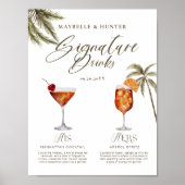 Boho Tropisch Watervlekken Signature Drankjes Brui Poster (Voorkant)
