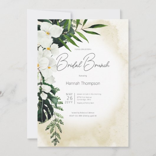 Boho Tropisch Zand Waterverf Bridal Brunch Kaart (Voorkant)