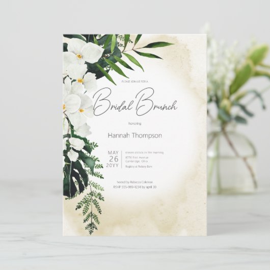 Boho Tropisch Zand Waterverf Bridal Brunch Kaart (Staand voorkant)