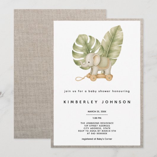 Boho Tropische Baby Shower Uitnodiging (Voorkant / Achterkant)