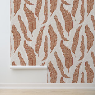 Boho tropische banaan bladeren print behang