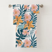 Boho Tropische Bladeren Bloemen Bad Handdoek (Insitu)