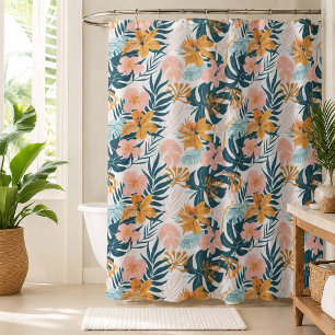 Boho Tropische Bladeren Bloemen Douchegordijn