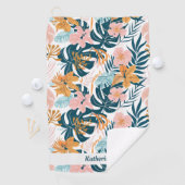Boho Tropische Bladeren Bloemen Golfhanddoek (Insitu)