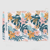 Boho Tropische Bladeren Bloemen Golfhanddoek (Horizontaal)