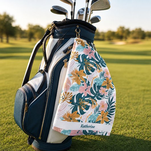 Boho Tropische Bladeren Bloemen Golfhanddoek