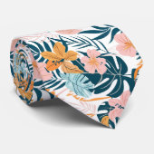 Boho Tropische Bladeren Bloemen Stropdas (Opgerold)