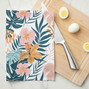 Boho Tropische Bladeren Bloemen Theedoek