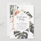 Boho Tropische Bloemen Afstudeerfeest Kaart (Voorkant)