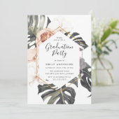 Boho Tropische Bloemen Afstudeerfeest Kaart (Staand voorkant)