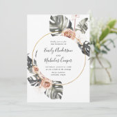 Boho Tropische Bloemen Bruiloft Kaart (Staand voorkant)