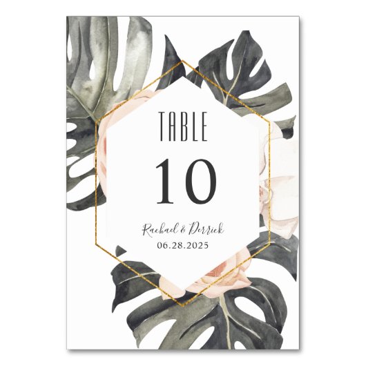 Boho Tropische Bloemen Bruiloft of Banket Kaart (Achterkant)