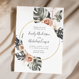 Boho Tropische Bloemige Bruiloft Kaart