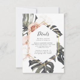Boho Tropische Bloemige Trouwdetails Kaart