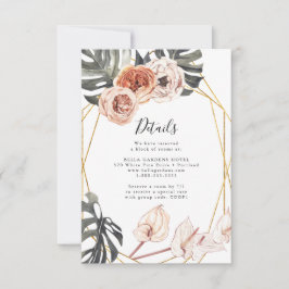 Boho Tropische Bloemige Trouwdetails Kaart