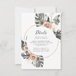 Boho Tropische Bloemige Trouwdetails Kaart