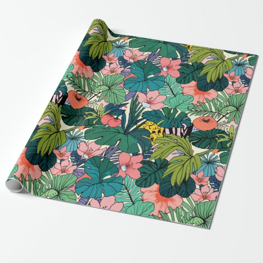 Boho tropische botanische cadeaupapier (Uitgerold)