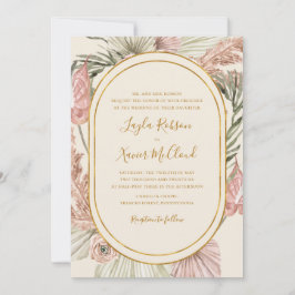 Boho Tropische Botanische Ivory Traditional Weddin Kaart