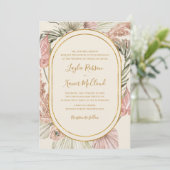 Boho Tropische Botanische Ivory Traditional Weddin Kaart (Staand voorkant)