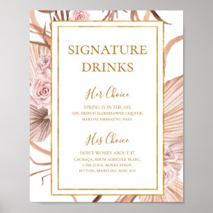 Boho Tropische Botanische Signature Dranken Bord Poster