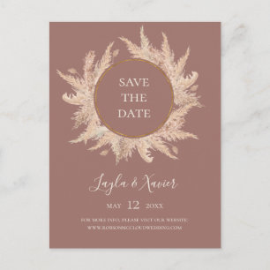 Boho Tropische Botanische   Stof Roze Sla de Datum Uitnodiging Briefkaart